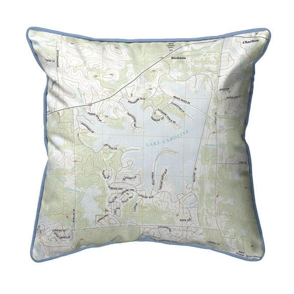 Betsy Drake Interiors Lake Caroline, MS Nautical Map Large Corded Indoor/Outdoor Pillow 18x18