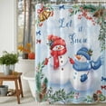 thumbnail image 4 of Blue Christmas Shower Curtain, Xmas Snowman Tree Snowflake Pine Cones Waterproof Fabric Shower Curtains with 12 Hooks, Bathroom Curtain Set for Bathroom Accessories Decor, 36 x 78 Inches, 4 of 9