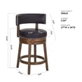 thumbnail image 4 of AFO Upholstered Swivel Bar Stool with Back - 24 Inch Counter Height Chair for Kitchen Island,Dark Brown, 4 of 8