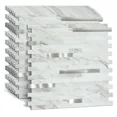 thumbnail image 3 of 11 piezas/lote de azulejos de mosaico para pared, autoadhesivos, despegables y pegables, de aluminio, impermeables, rectangulares, para cocina, baño, azulejos contra salpicaduras, ignífugos, 3 of 4