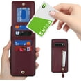 thumbnail image 3 of Samsung Galaxy S10 Case with Card Holder for Women, Samsung Galaxy S10 Phone Case Wallet with Credit Card with Ring Kickstand Zipper Shockproof Slim Stand Case - Red Wine, 3 of 14
