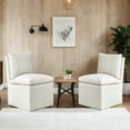 thumbnail image 3 of Duhome Upholstered Armless Dining Chair with Linen Fabric, Down Cushion & 4 Casters, 3 of 7