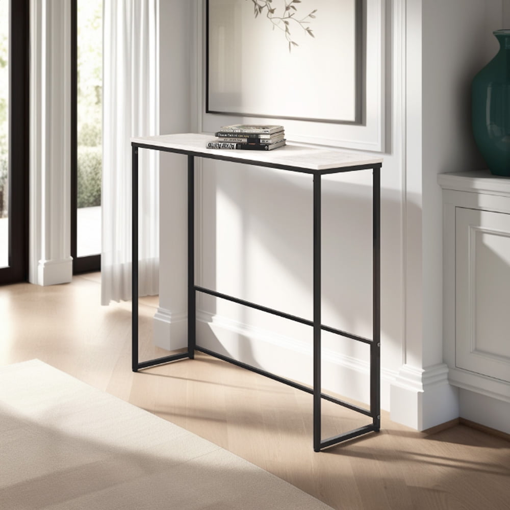 Abble Sleek Console Table with Marble Stone Top, Compact Entryway Table 36"