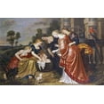 thumbnail image 2 of Vos, Cornelis De 24x17 Black Ornate Wood Framed with Double Matting Museum Art Print Titled - The Finding of Moses, 2 of 4