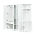 thumbnail image 6 of Kadyn 4 Door Armoire Wardrobe Closet with Full-Length Mirror, 65" Large Wardrobe Armoire with Drawers & Shelves, Modern Wooden Armoire Storage with Hanging Rod for Bedroom, White, 6 of 12