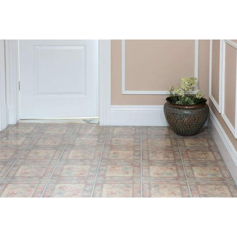 Achim Sterling Self Adhesive Vinyl Floor Tile - 20 Tiles/20 Sq. ft., 12 x 12, Spanish Rose Achim Sterling Self Adhesive Vinyl Floor Tile - 20 Tiles/20 Sq. ft., 12 x 12, Spanish Rose