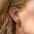 thumbnail image 4 of Aretes GLOQUAT Chapados en Oro 14K con CZ Rojo y Verde 25 mm, 4 of 6