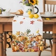 thumbnail image 3 of Autumn Flowers Rugby Pumpkin Table Runner 13x72in Non-Slip Cotton Linen Table Runners, Abstract Fall Scenery Dresser Scarves TableRunner for Dinner Kitchen Dining Wedding Party, 3 of 9