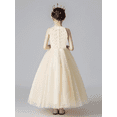 thumbnail image 2 of Little Girl Wedding Party Sequins Sleeveless Mesh Dresses Long A Line Pageant Birthday Bridesmaid Ball Gown Size 5-9Y, 2 of 6