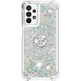 thumbnail image 5 of for Samsung Galaxy A23 4G/5G Glitter Case with Ring Holder, Bling Sparkle Floating Liquid Soft TPU Cushion Fashion Girly Women Girls Clear Case Cover for Samsung Galaxy A23  Silver, 5 of 14