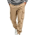 thumbnail image 3 of Men’s 2 Piece Tracksuit Outfit Set, Button Placket Pullover Hoodie with Kangaroo Pocket, Drawstring Cargo Jogger Pants with Multi‑Side Pockets, Daily Walking Outdoor Wear L, 3 of 4