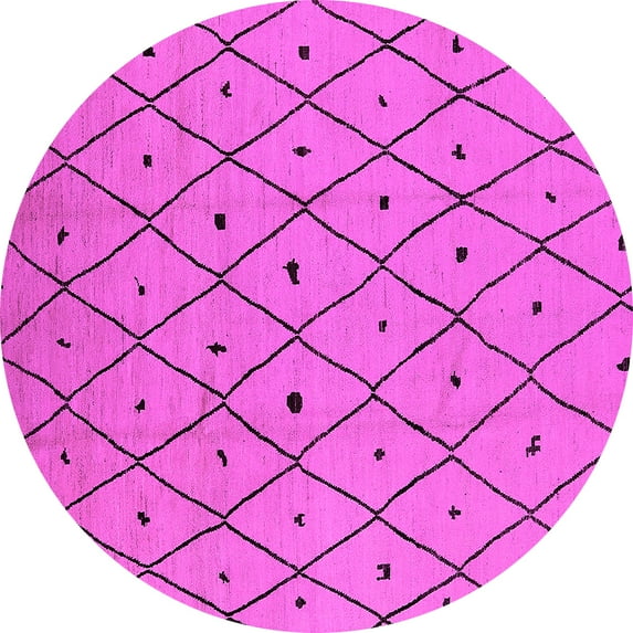 Ahgly Company Indoor Round Solid Pink Modern Area Rugs, 7' Round
