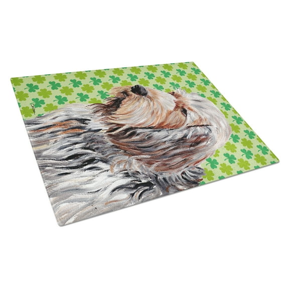 Caroline's Treasures Otterhound Lucky Shamrock St. Patrick's Day Glass Cutting Board Large Size