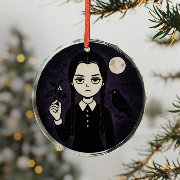 Wednesday Addams Glass Ornament: Festive Holiday Decor