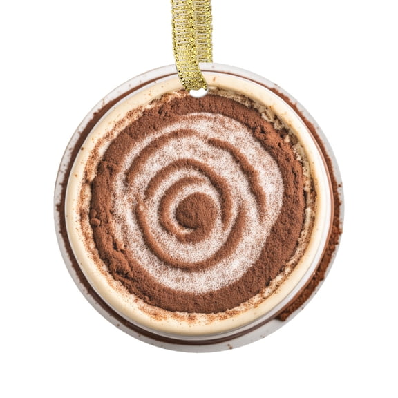 Tiramisu Dessert Italian Cuisine Sweet Treat Food Double Sided Ceramic Foodie Novelty Holiday Christmas Xmas Tree Ornament Gift Accessory (Flat Printed Design, NOT 3D)