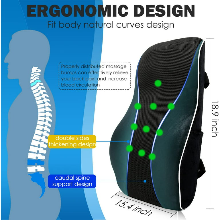 Lumbar Support Pillow for Office Chair, Supa Modern Back Cushion, Black Car  Seat Back Support, Ergonomic Backrests. 