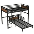 thumbnail image 5 of Harper & Bright Designs Metal Bunk Bed Twin XL over Twin XL with Stairs for Boys and Girls, Vintage Loft Bed with Guardrails for Bedroom, Walnut, 5 of 12