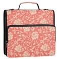 thumbnail image 2 of Haosy 3 Ring Zipper Binder with Shoulder Strap Waterproof Trapper Keeper 2 Inch D-Ring 500 Sheets Capacity, Elegant Coral Flower Plant, 2 of 8