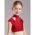 thumbnail image 3 of MSemis Kids Girls 2 Pieces Gymnastic Dance Costume Cropped Tops with Ballet Tutu Skirt Burgundy&Black 12, 3 of 7