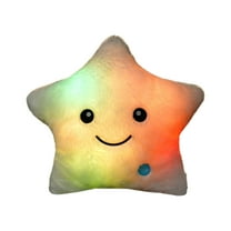 Nmdmisc Creative Twinkle Star Glowing LED Night Light Up Plush Pillows Stuffed Toys Birthday Gifts for Kid Children Friends,Couch Bed Throw Pillows Decorative Light -White