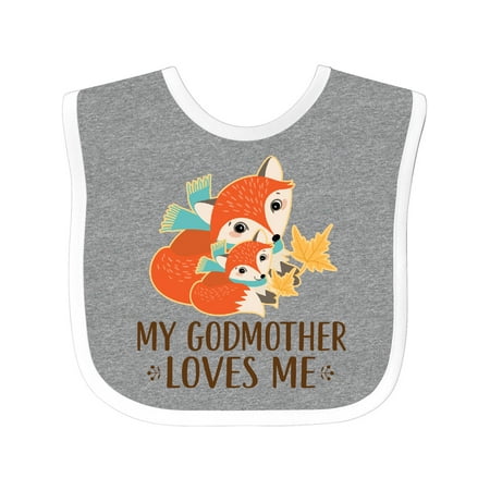 

Inktastic Godmother Loves Me Woodland Fox Gift Baby Boy or Baby Girl Bib