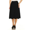 thumbnail image 4 of Moa Collection Women's Plus Size A-Line Casual Flared High Waist Elastic Band Solid Midi Skirt, 4 of 7