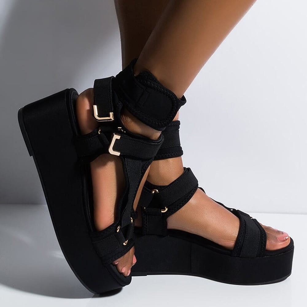 New Womens Wedge Heel Pumps Ladies Pull On Closed Toe Platform Shoes Size Uk 3-8 | eBay