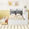 thumbnail image 2 of Euroco Wood Twin Size Daybed with Storage Shelves and Drawers Sofa Bed for Bedroom, White, 2 of 12