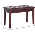 thumbnail image 2 of Favory Piano Bench, Duet Piano Chair with Faux Leather Padded Cushion and Wooden Frame, Button Tufted Keyboard Bench, Brown, 2 of 9