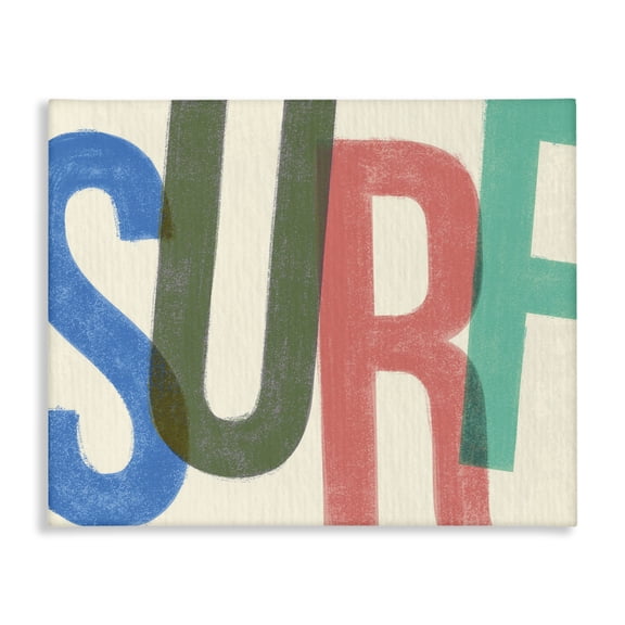 Stupell Industries Coastal Surf Print Beach Modern Textured Word Design Canvas Art, 30 x 24, by Lil' Rue
