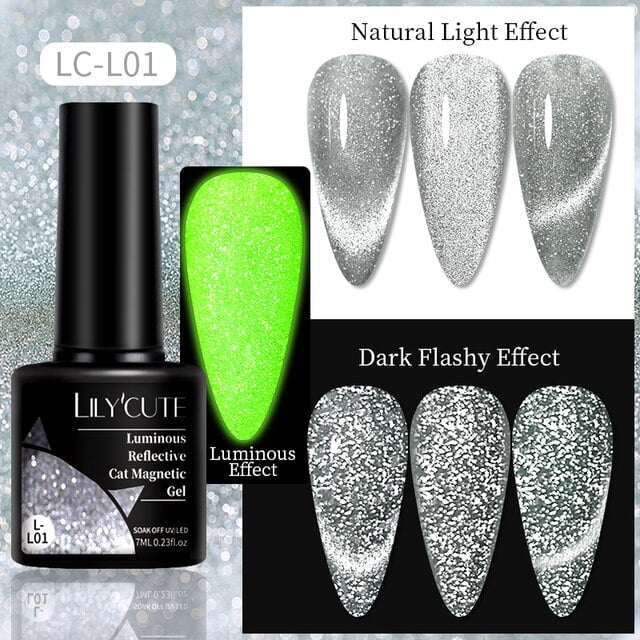 LILYCUTE 7ML Cat Magnetic Gel Nail Polish Pearl Shell Thread Pattern 9D Glitter Semi Permanent Soak Off Nail Art Varnish