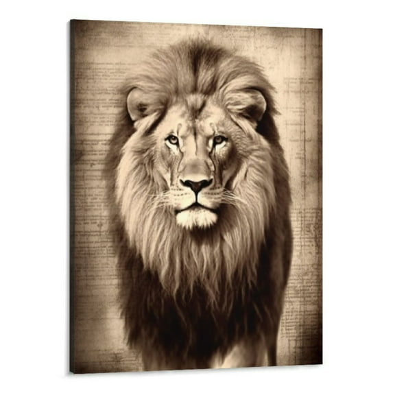 Fenyluxe Vintage Animal Canvas Wall Art Lion Wildlife Picture Print on Canvas for Home Living Room Decor Stretched and Framed Ready to Hang 16x20inch