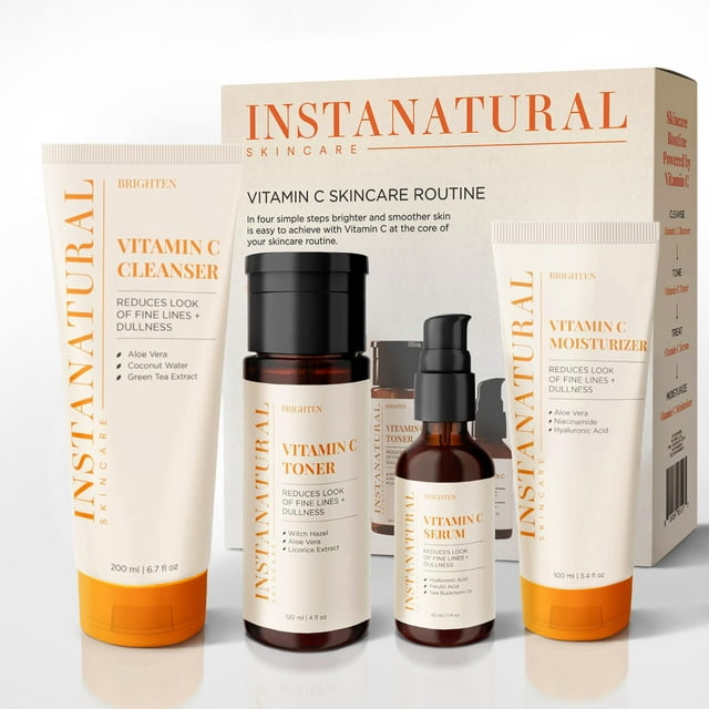 Set para el cuidado de la piel InstaNatural con vitamina C, limpiador facial, tónico, etc.
