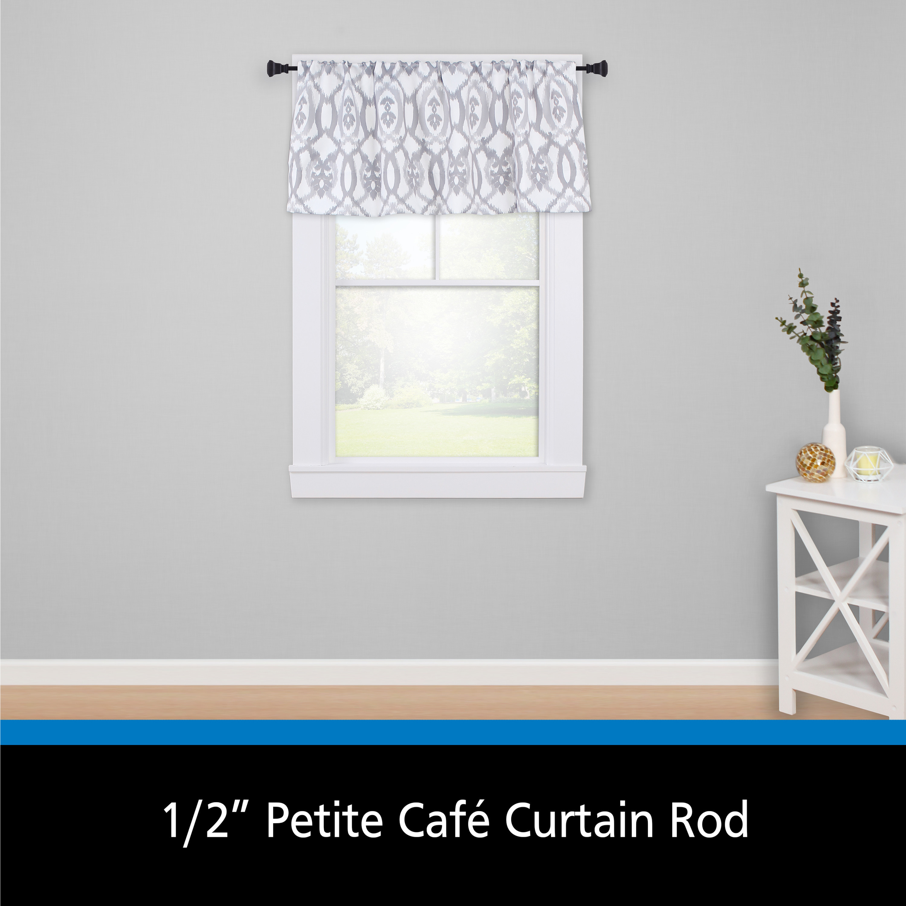 Mainstays Twain Petite Café Adjustable Curtain Rod, Black photo 2