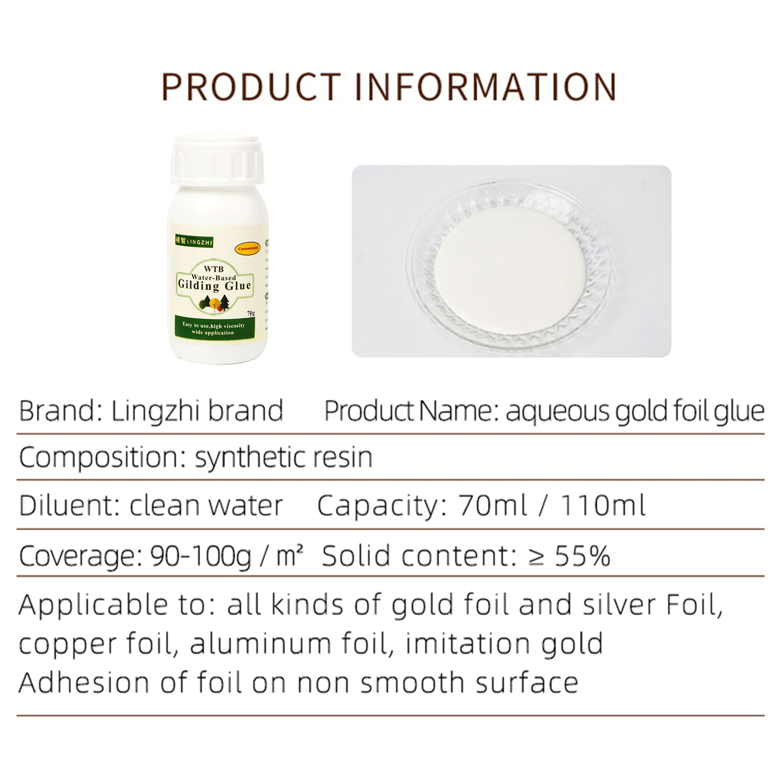 60ml Gilding Adhesive, Epoxy Resin Water Based Gold Leaf Glue
