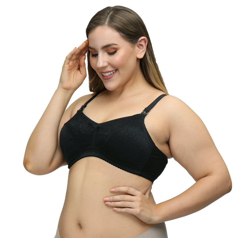 Plus Size Strapless Bras for Women Maternity Plus -Feeding Size Unwired T  Shirt Bra for Womens Black 85G
