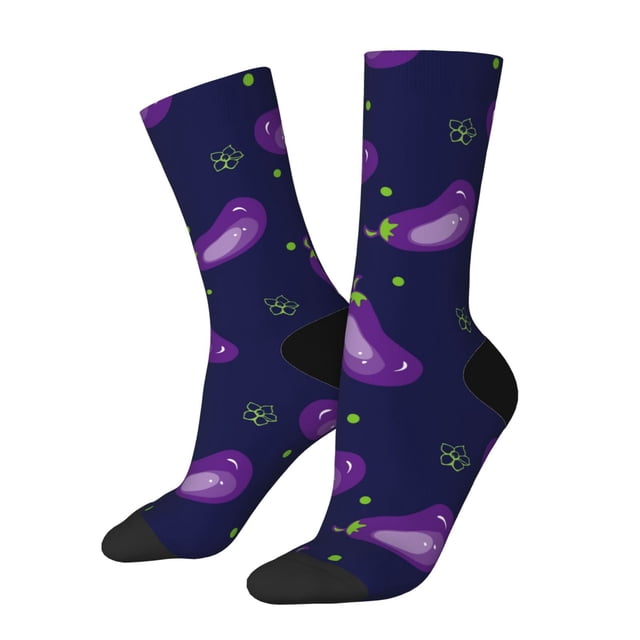 Balery Eggplant Calcetas Largas con Estampado para Hombre y Mujer – Suaves y Transpirables, Talla Única (US 5-11)