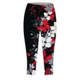 thumbnail image 2 of GHSOHS Leggings for Women Yoga Pants Red Leggings for Women Capri Leggings for Women Floral Print Cropped Leggings Knee Length Summer Workout Leggings Casual Comfy Cropped Yoga Pants Summer Leggi,S, 2 of 5