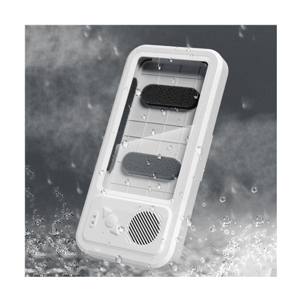 Wireless Bluetooth Speaker Phone Box Waterproof Phone Box for Bathroom Wall  Home Tv Mobile Phone Holder White 