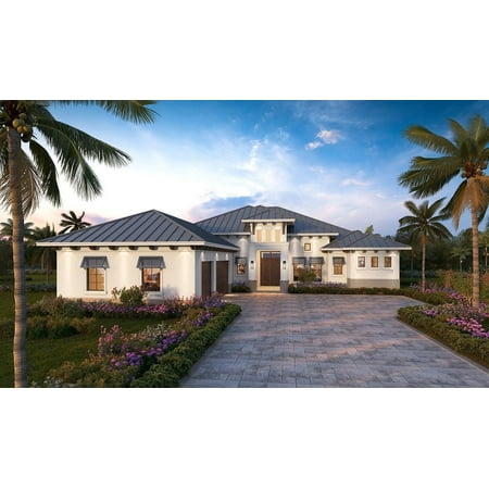 013-2778: Contemporary Mediterranean 3 Bed, 3 Bath Luxury Home Plan, 2778 Sq Ft: Full Blueprints with License to Build by Home Plan Marketplace - Lesuto