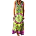 thumbnail image 1 of Heliisoer Robe Longue Décontractée d'Été pour Femmes à Col Rond, Imprimée, Ample, Sans Manches, 1 of 5