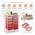 thumbnail image 4 of 15 Drawers Rolling Storage Cart, Mobile Utility Drawer Cart with Lockable Wheels for , Tools, Arts Supplies, Multipurpose Organizer Cart for Home Office School (Mixed Pink), 4 of 8