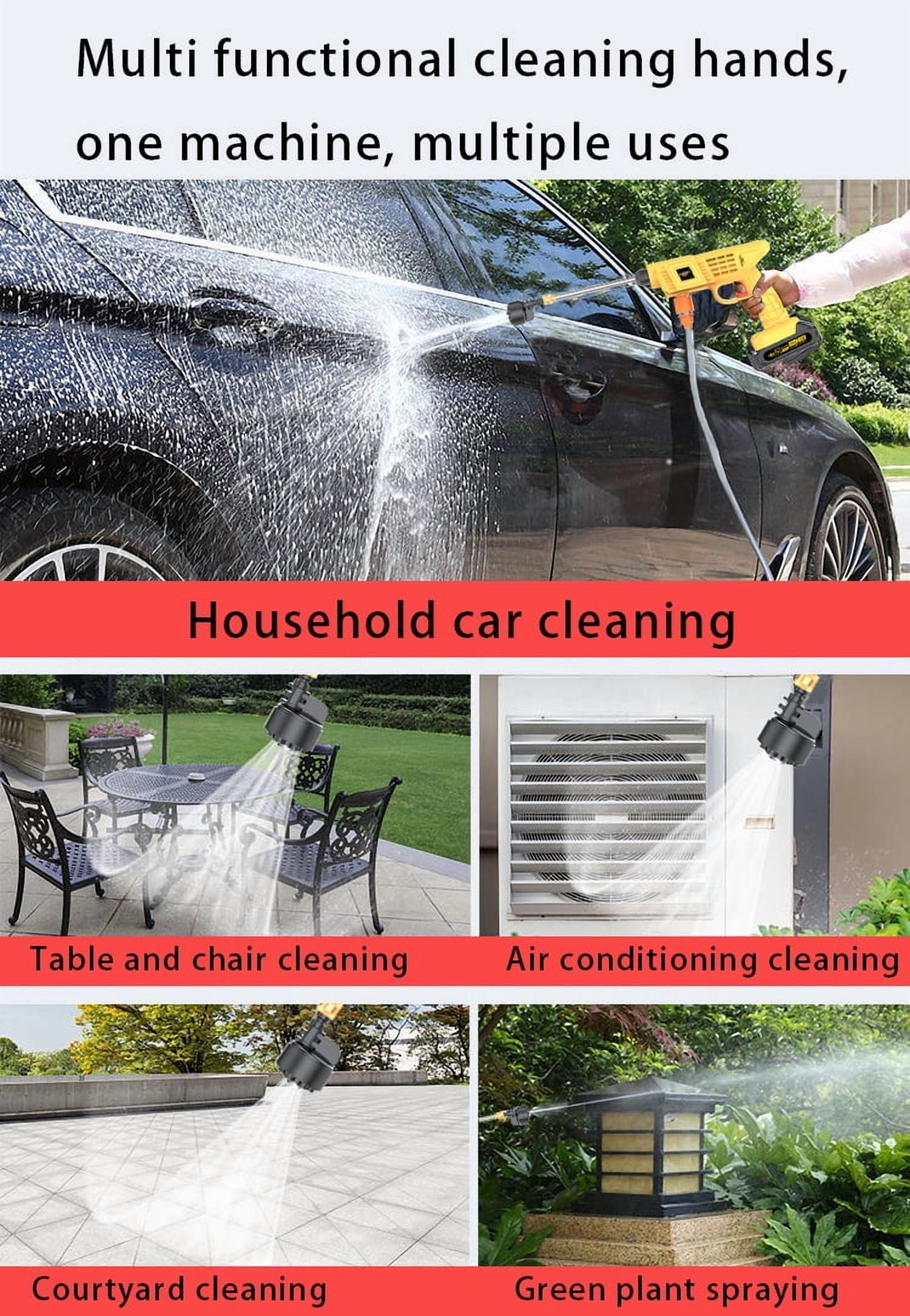 DGB Cordless High Pressure Washer, Portable Rechargeable Power Washer for Car Cleaning, Home Garden and Outdoor Use, Handheld Electric Pressure Washer for Patio, Fence and Vehicle Washing