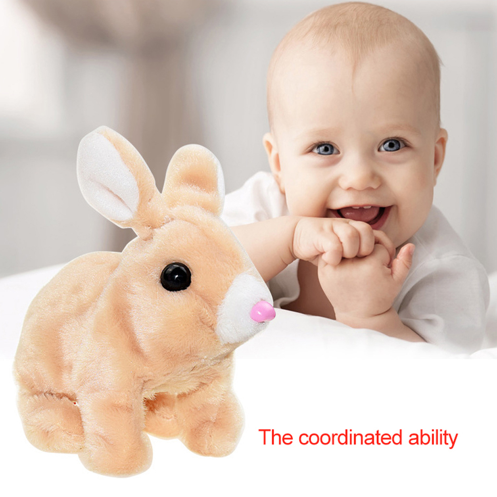 BSMEAN Electric Rabbit Plush Toy Battery Operated Stuffed Bunny Jumping