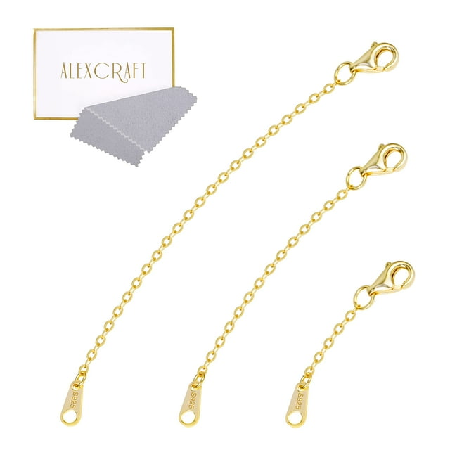 Extensores de collar ALEXCRAFT de plata de ley 925 (2,54, 5,08 y 7,62 cm)
