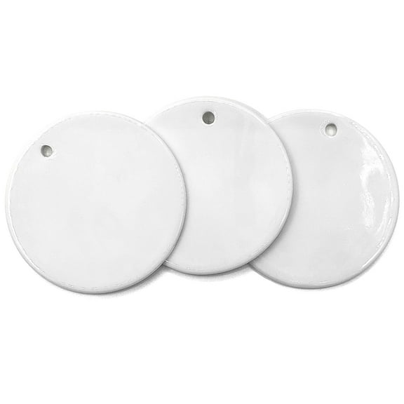Porcelain Blank Big Pendants Flat Round for Craft Jewelry Making White 73mm