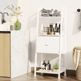 thumbnail image 3 of Tydimor 4-Tier Ladder Bookshelf With Drawer, Leaning Bookcase Storage Display Shelf, White, 3 of 6