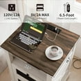 thumbnail image 5 of Farmhouse End Table with Charging Station, Nightstand with 2 Drawers & Open Storage,Sofa Side Table with Mesh Drawers, Design Bedside Table for Living Room, Bedroom, White, 5 of 7