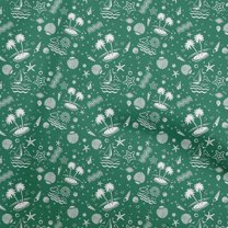 oneOone Rayon Dark Green Fabric Beach Sewing Material Print Fabric By The Yard 56 Inch Wide