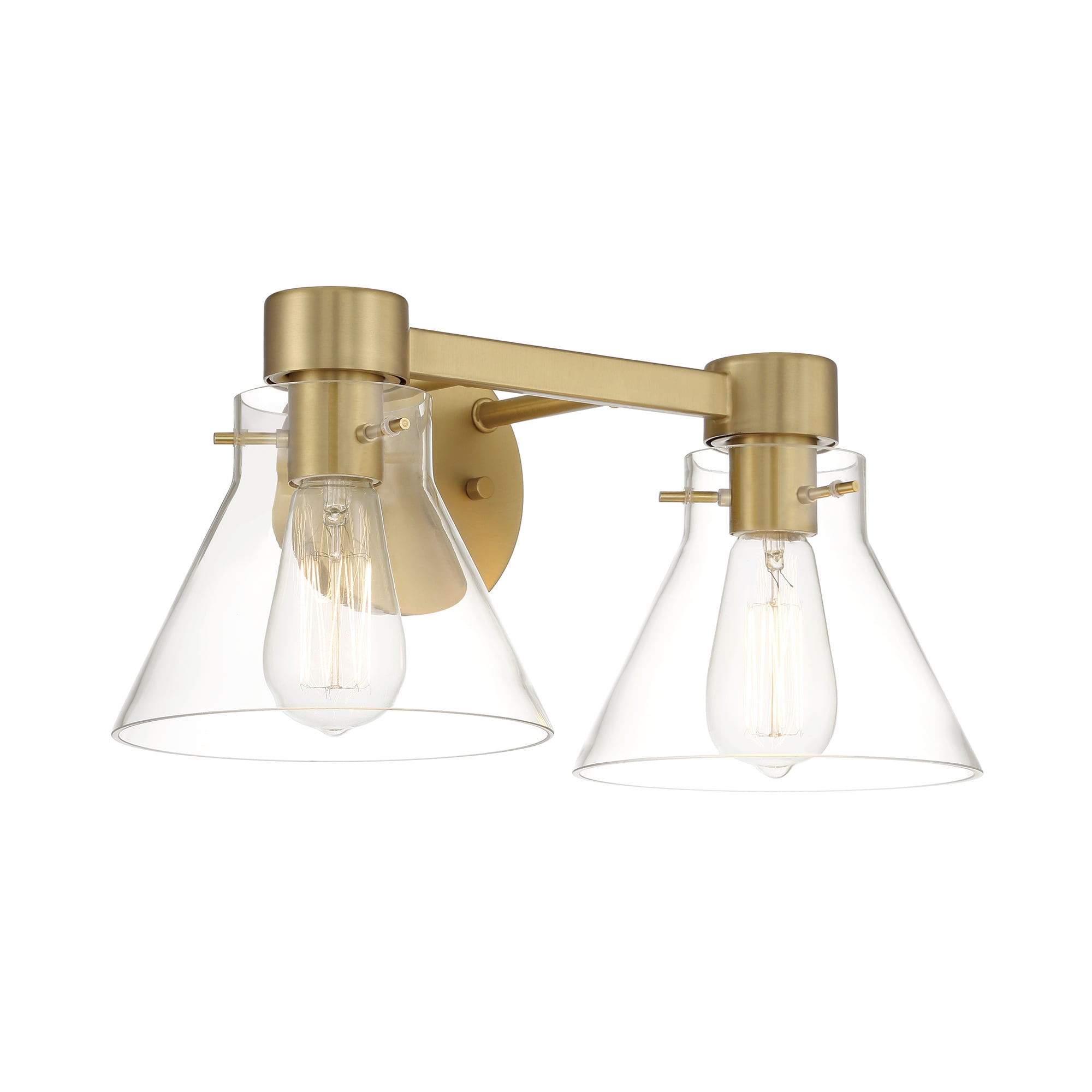 Designers Fountain Willow Creek 16.5 inch 2-Light Brushed Gold Contemporary Bathroom Vanity Light Fixture with Clear Blown Glass Shades, D204M-2B-BG